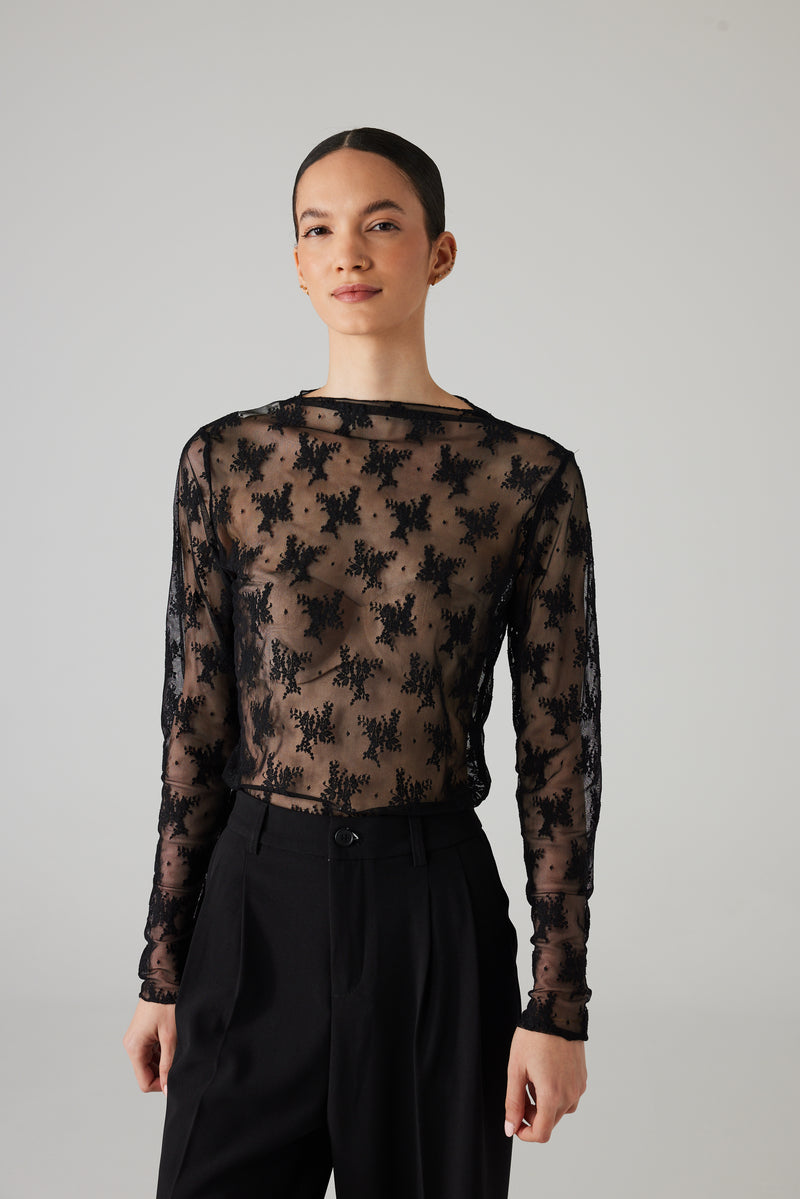 ELYN LACE TOP BLACK