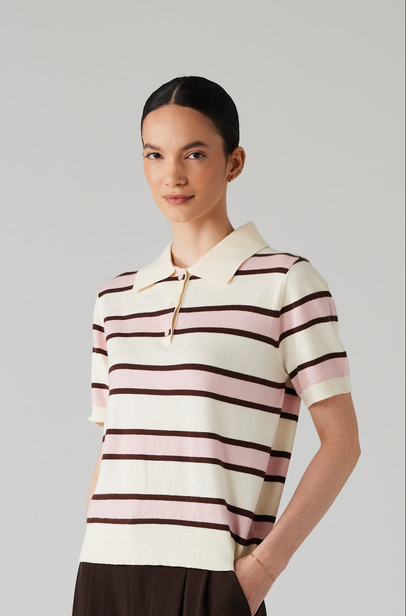 MAELYN POLO PINK/BROWN/WHITE