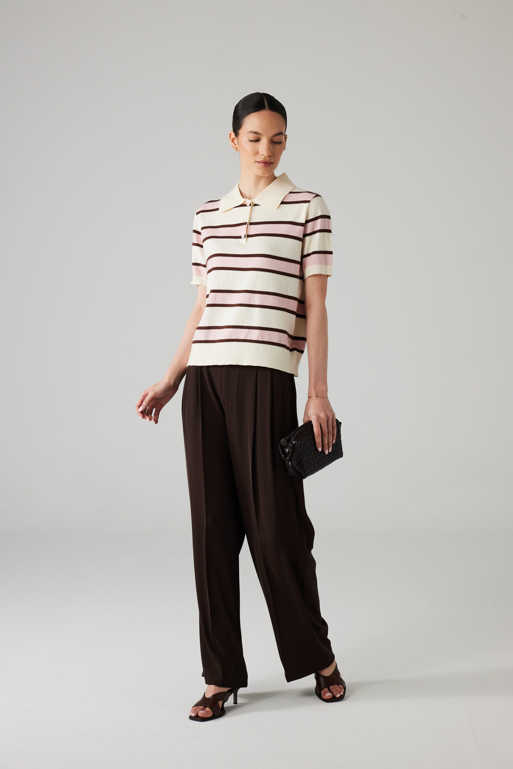 MAELYN POLO PINK/BROWN/WHITE