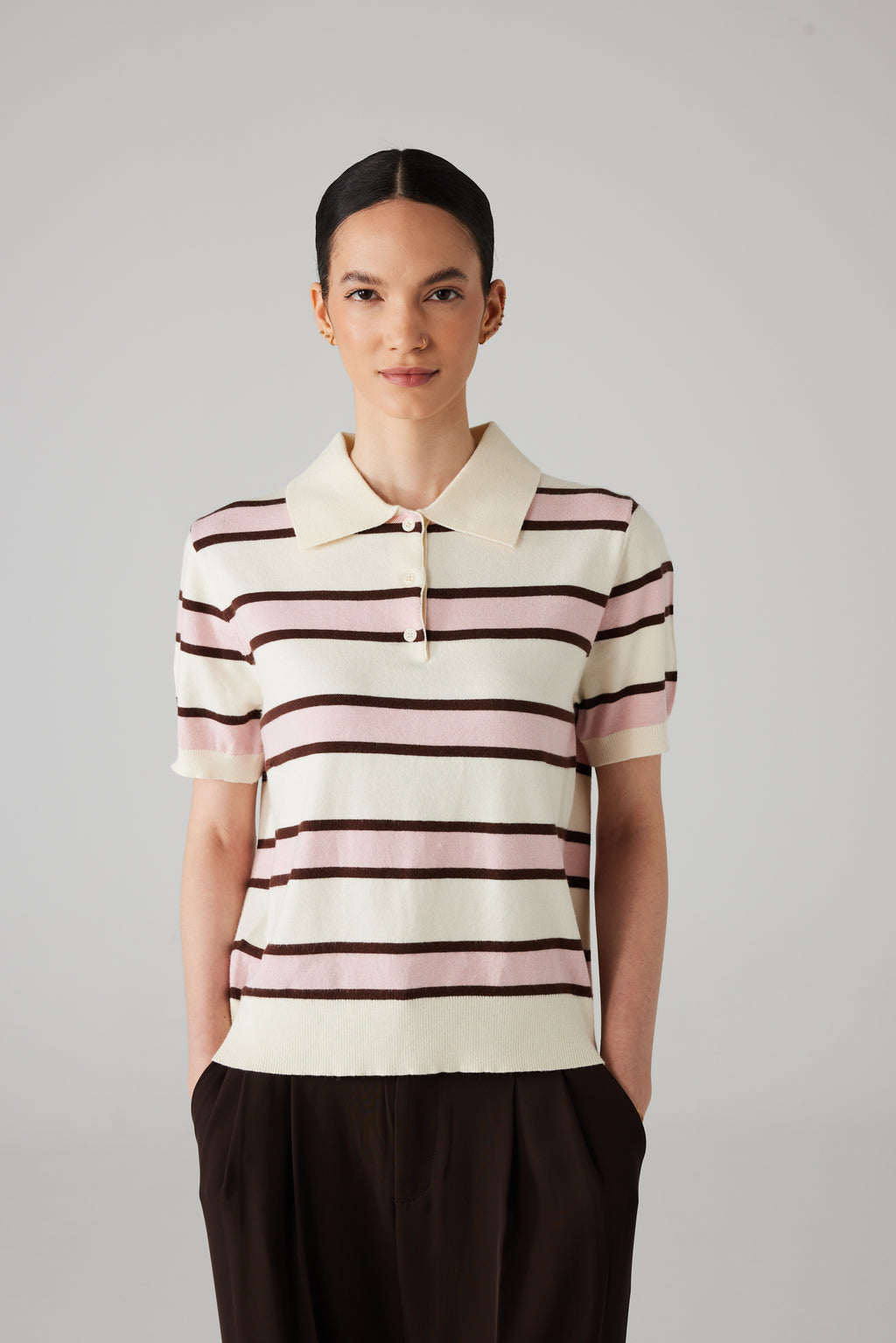 MAELYN POLO PINK/BROWN/WHITE