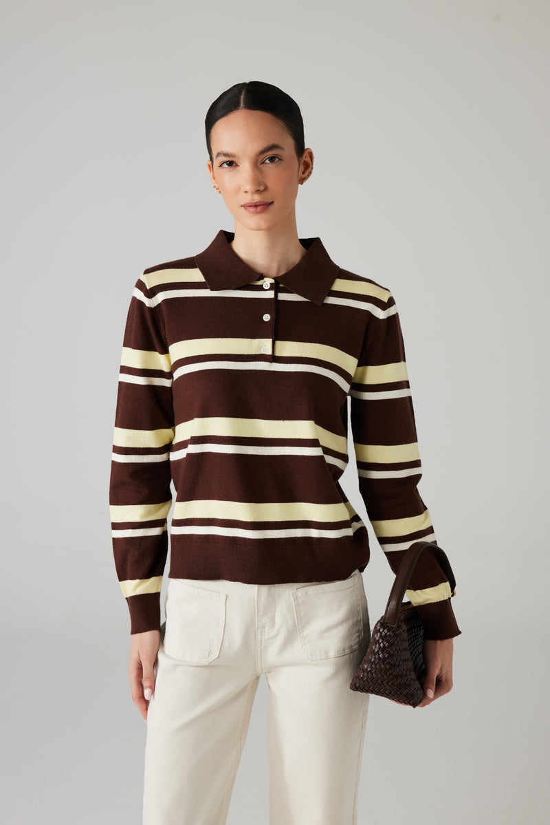 SIENNA KNIT BROWN/YELLOW