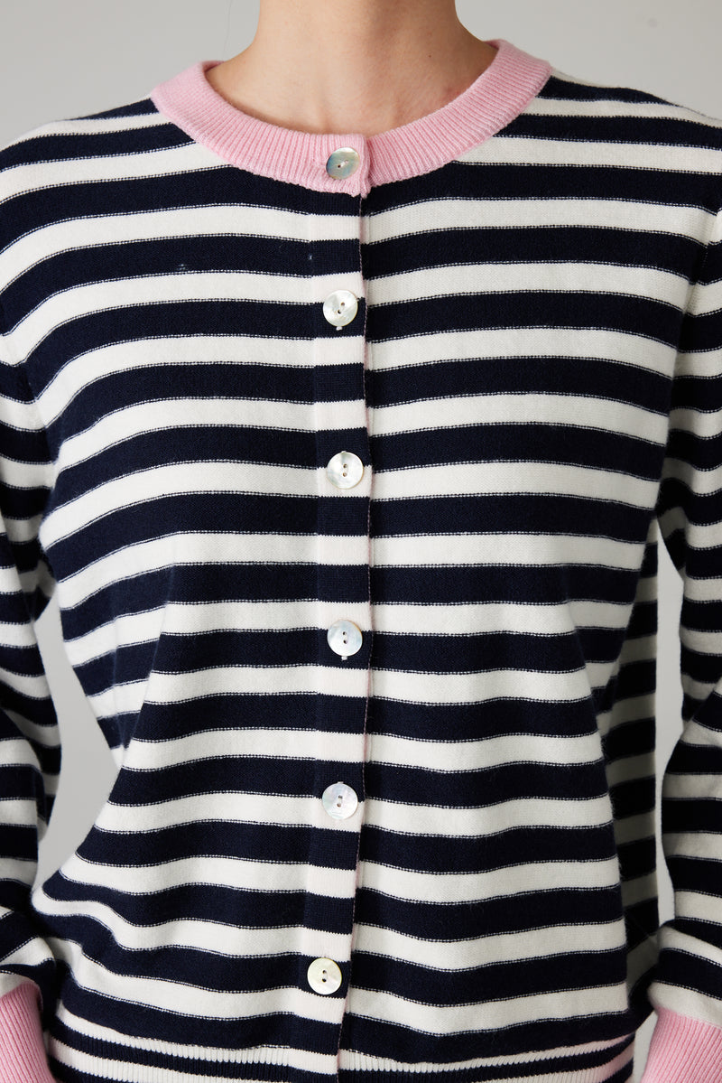 MARIN STRIPED CARDIGAN BLACK/PINK