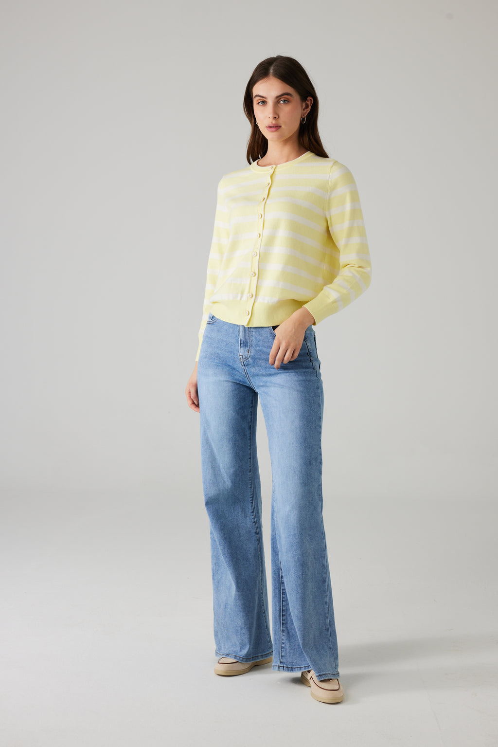 ALORINE CARDIGAN YELLOW/WHITE