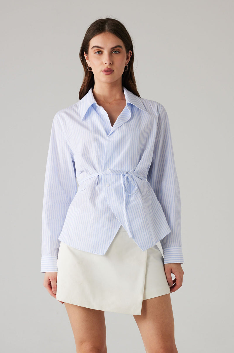 LORINA STRIPED BLOUSE BLUE/WHITE