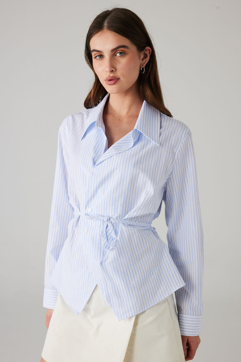 LORINA STRIPED BLOUSE BLUE/WHITE