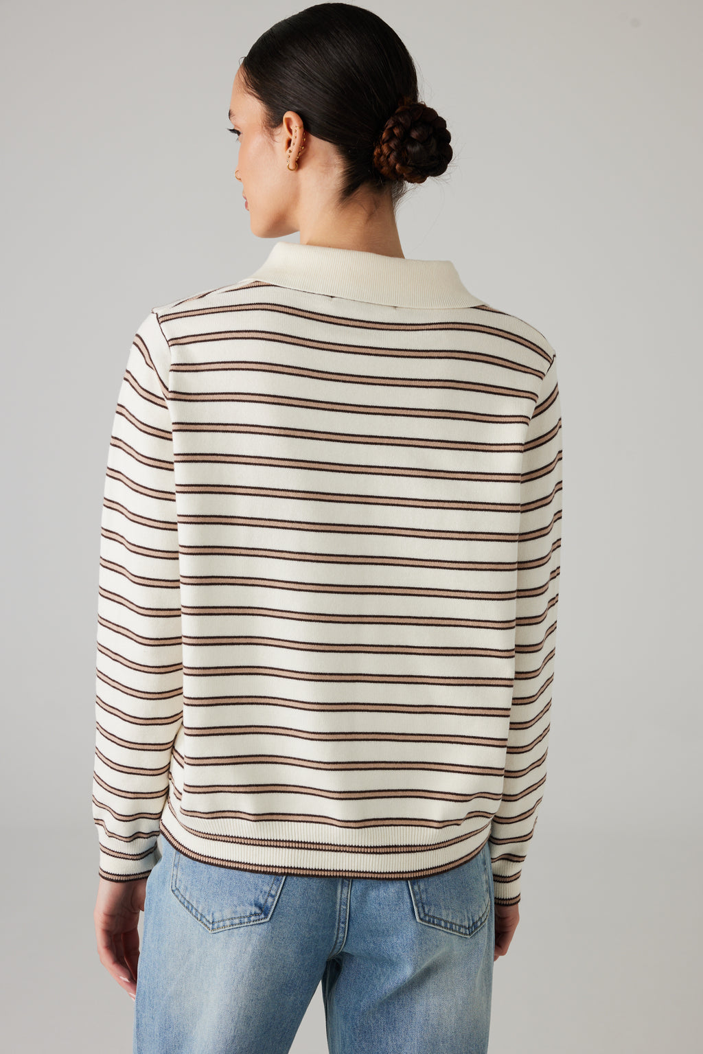 RIVE POLO GEBREID CRÈME/BRUIN