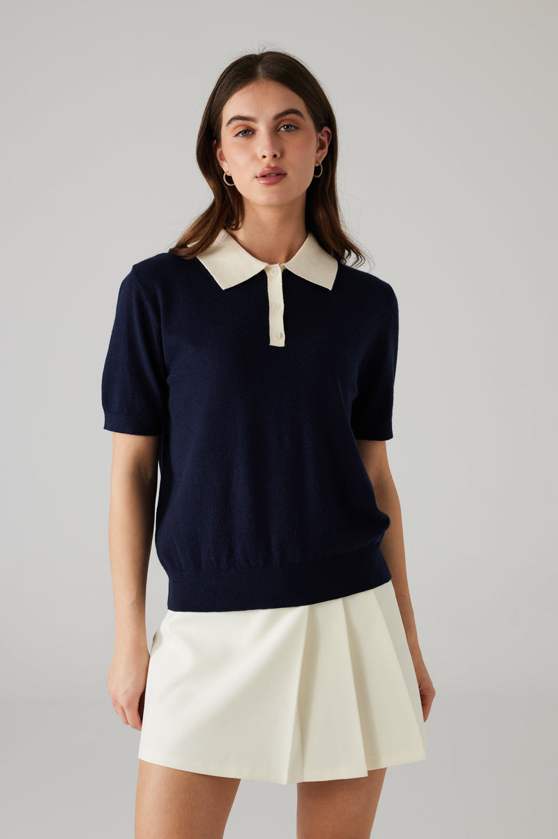 ELIRA POLO TOP NAVY/WHITE