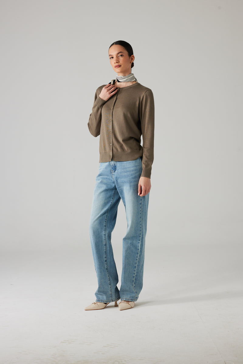 MIRA BUTTON CARDIGAN KHAKI