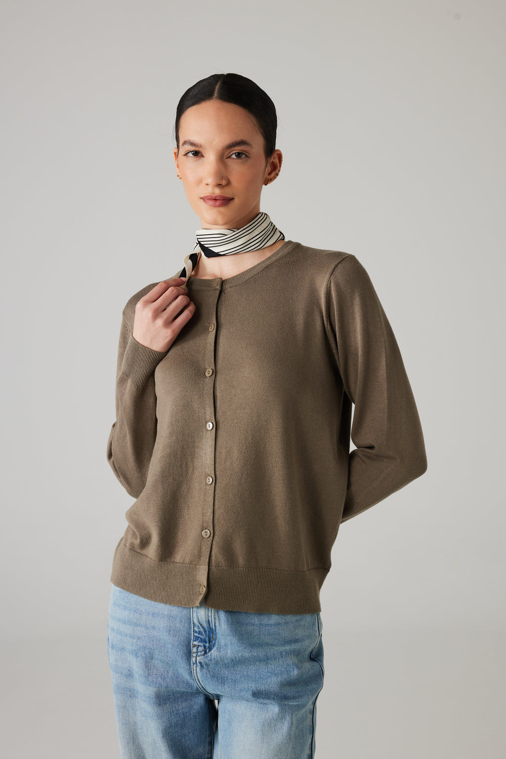 MIRA BUTTON CARDIGAN KHAKI