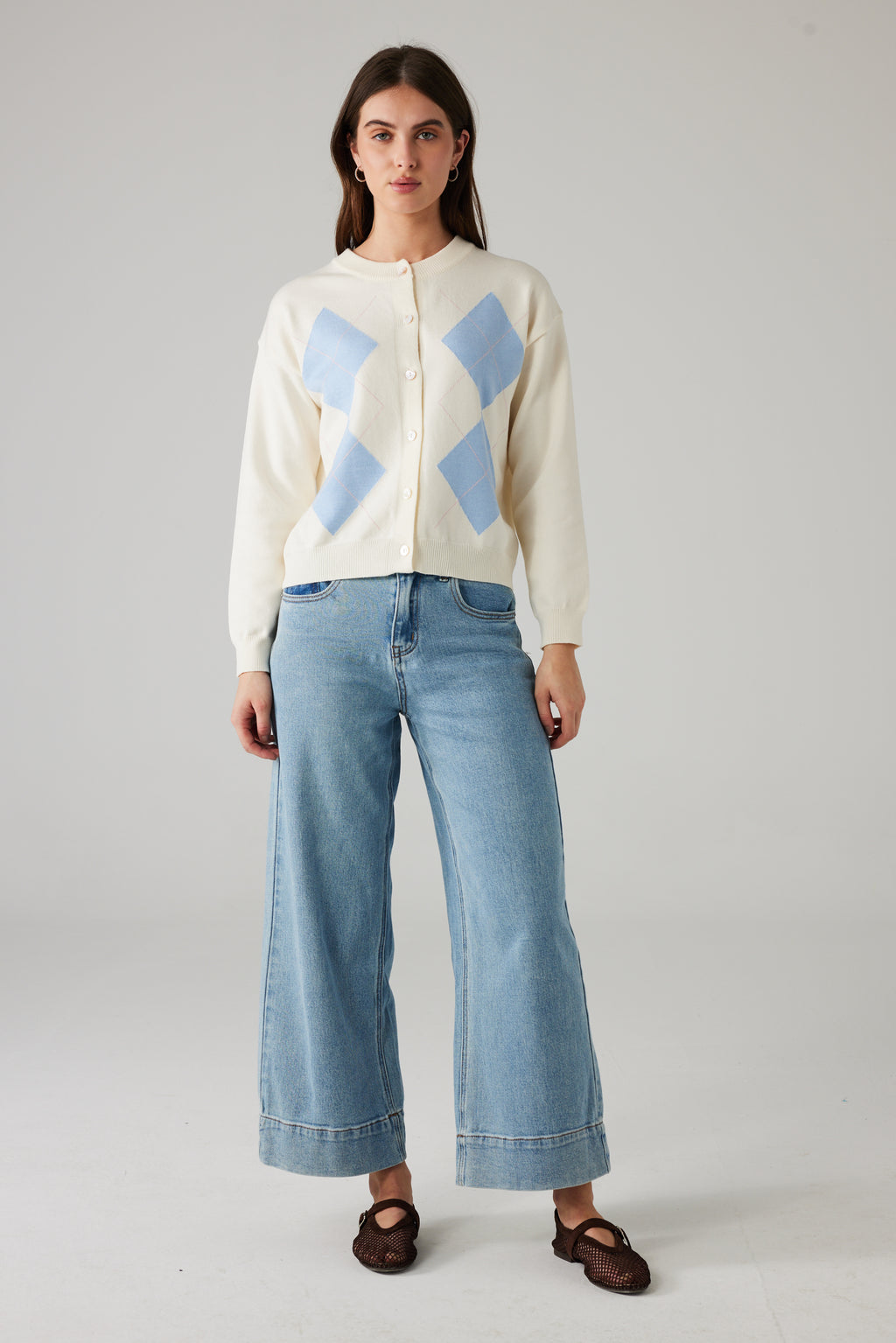 AURI CARDIGAN WHITE/BLUE