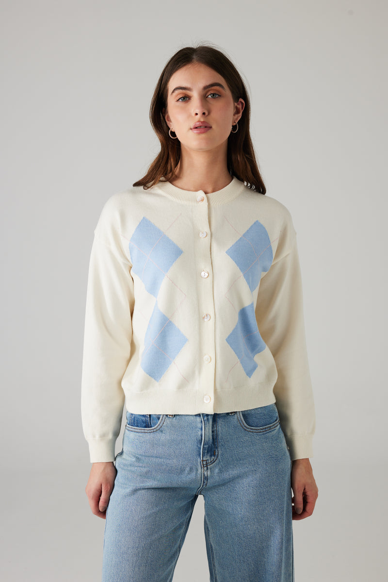 AURI CARDIGAN WHITE/BLUE