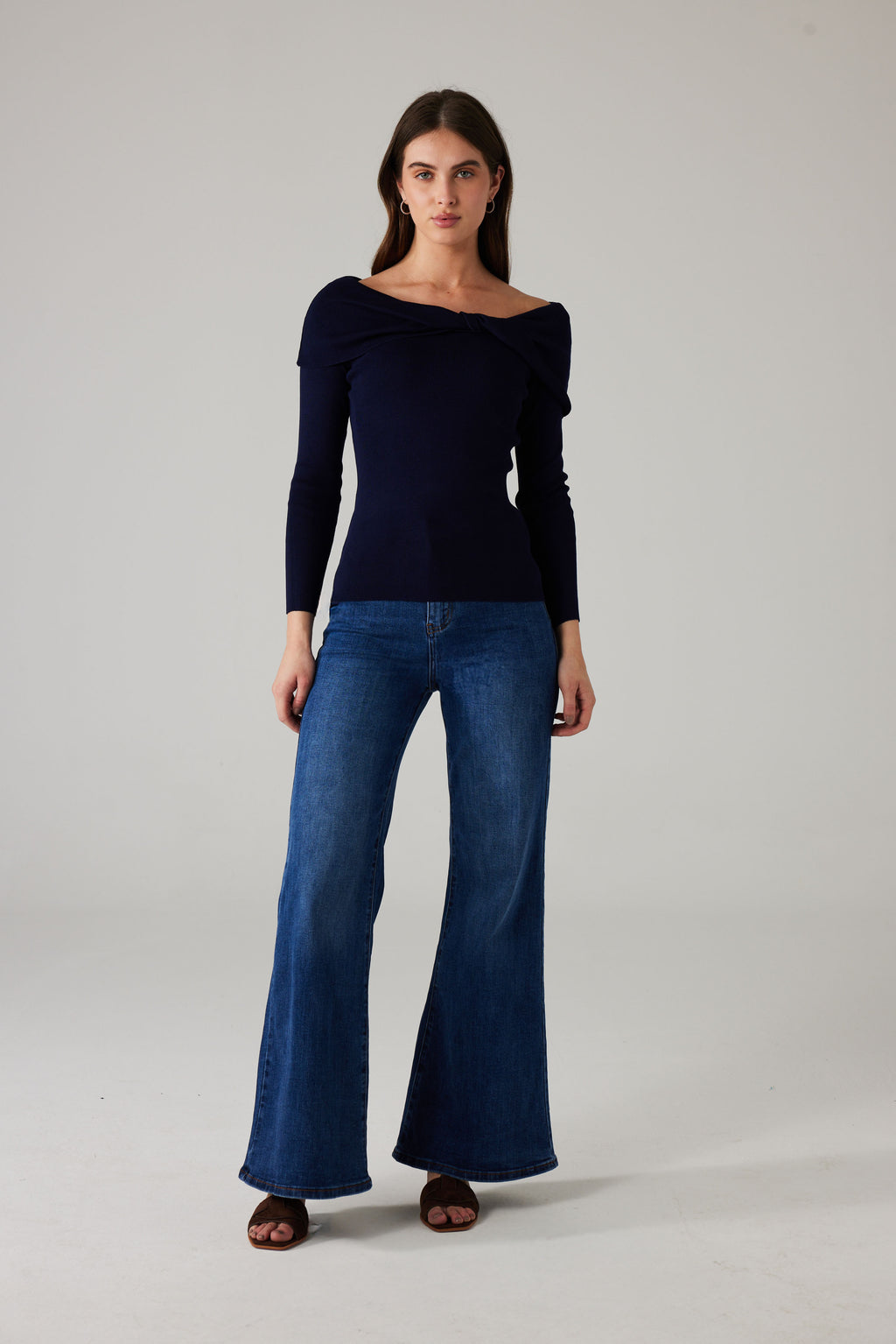 NOVIRA WIDE LEG JEANS WITH STRETCH – DARK BLUE