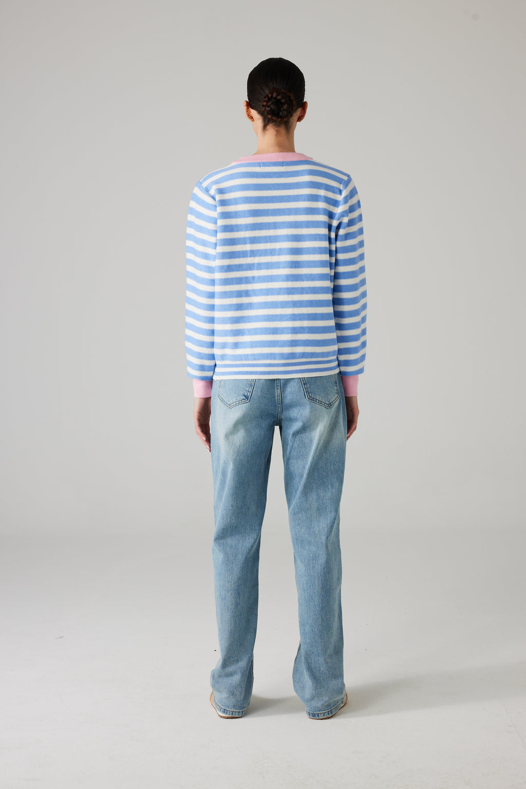 MARIN STRIPED CARDIGAN BLUE/PINK