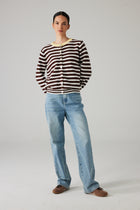 MARIN STRIPED CARDIGAN BROWN/YELLOW