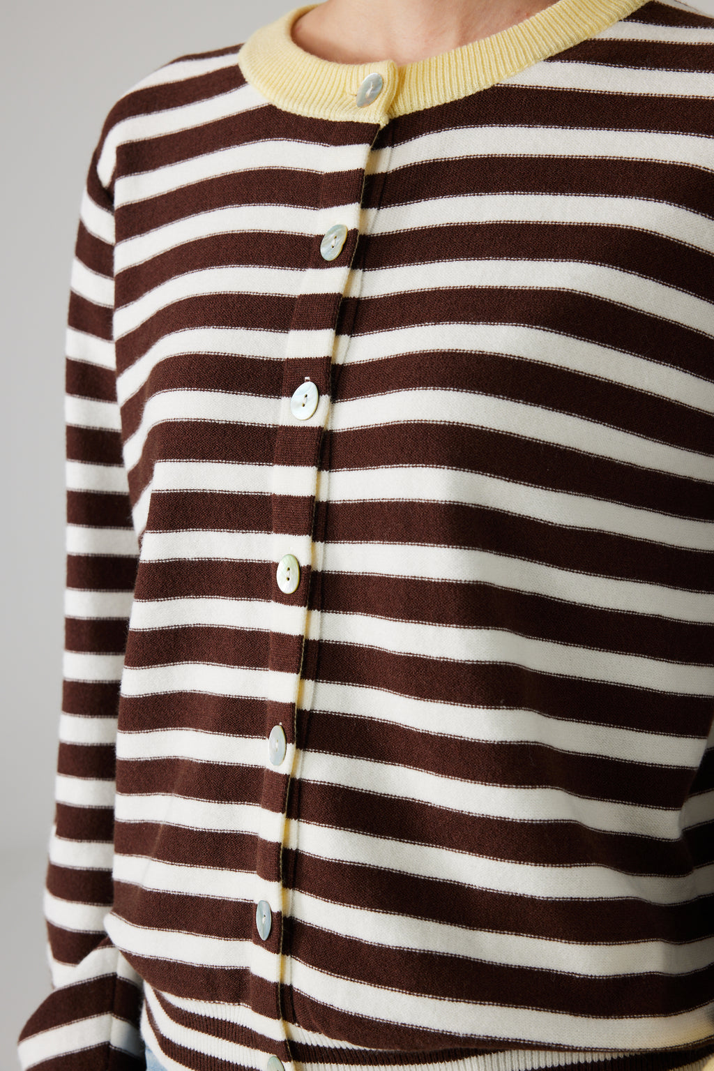 MARIN STRIPED CARDIGAN BROWN/YELLOW