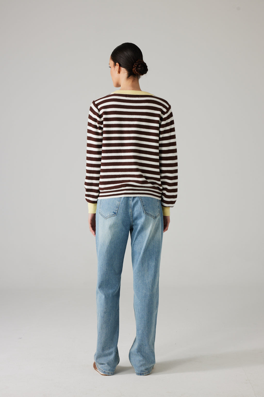 MARIN STRIPED CARDIGAN BROWN/YELLOW