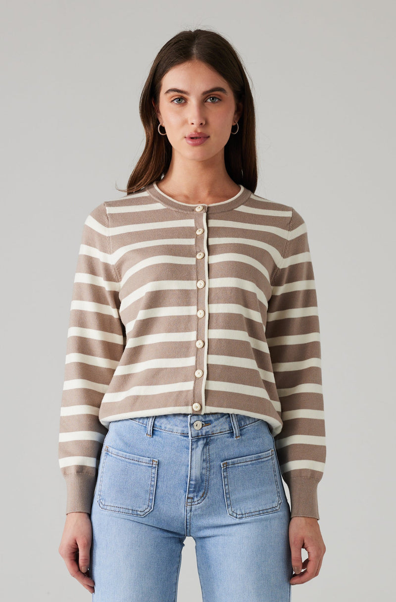 ALORINE CARDIGAN TAUPE/WHITE