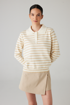 AVELINE STRIPED POLO KNIT CREAM/YELLOW