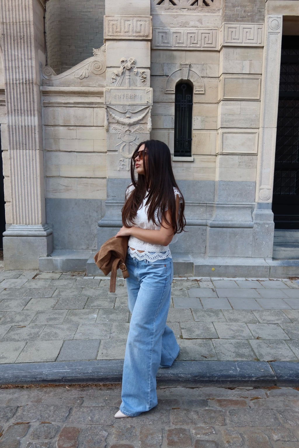ELENORA WIDE LEG JEANS WITH STRETCH - BLUE