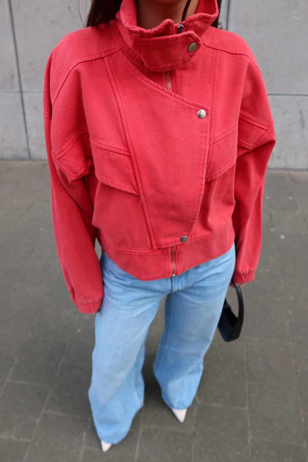 SALISH WASHED HIGH NECK JACKET – RED