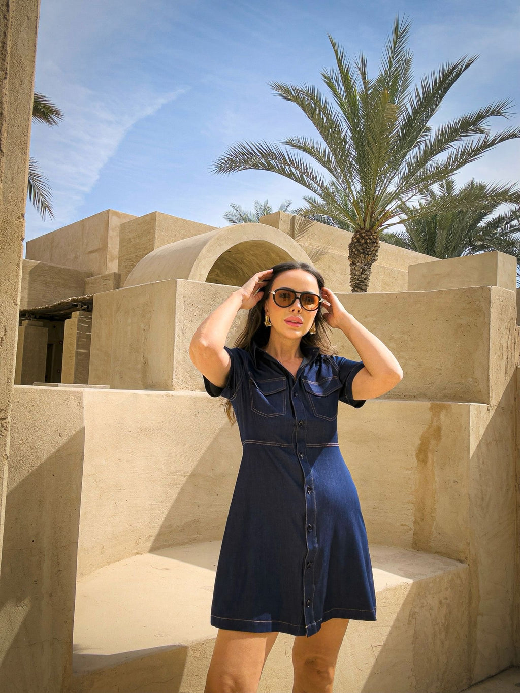 ARLINA SHORT DRESS DARK  BLUE