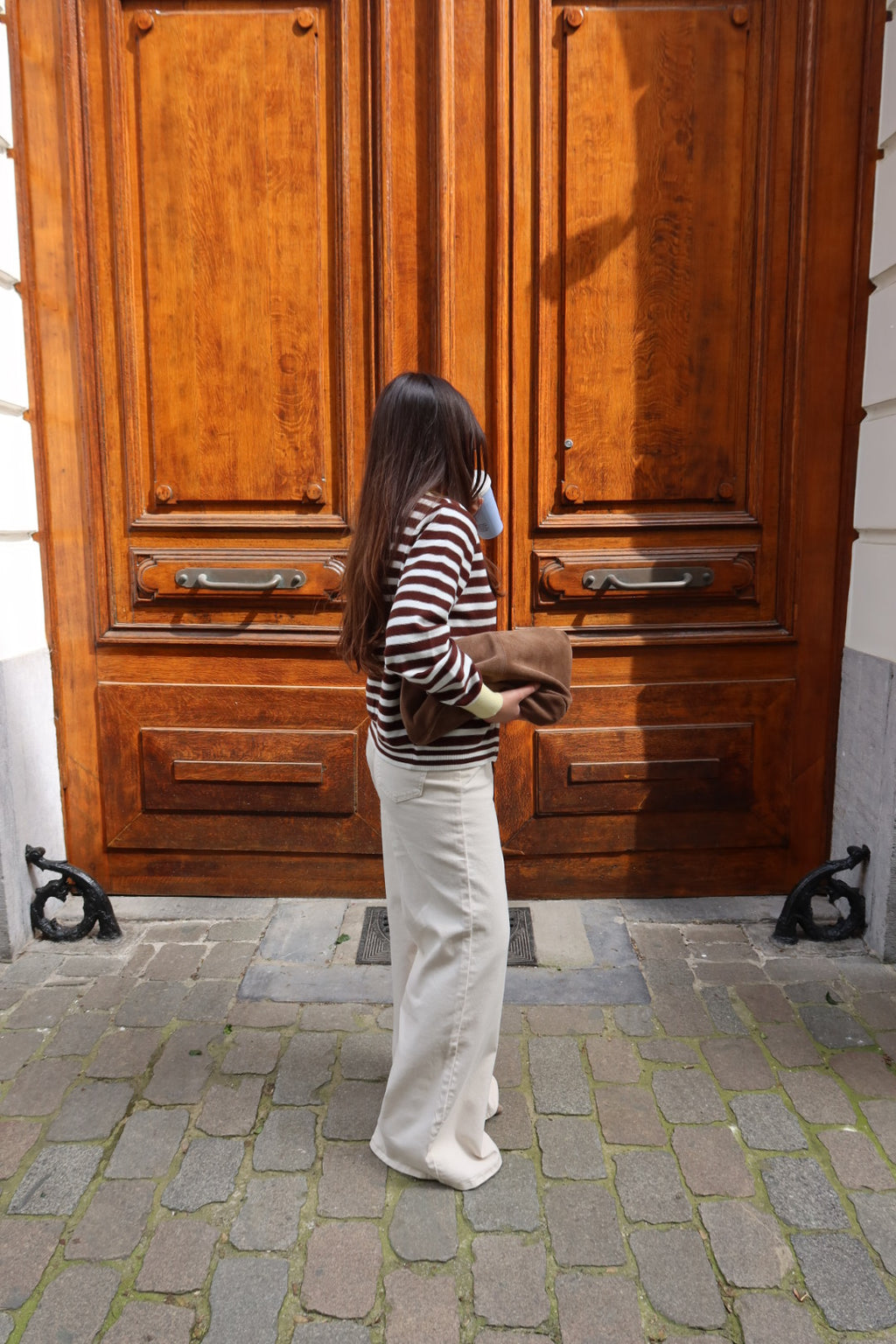 MARIN STRIPED CARDIGAN BROWN/YELLOW