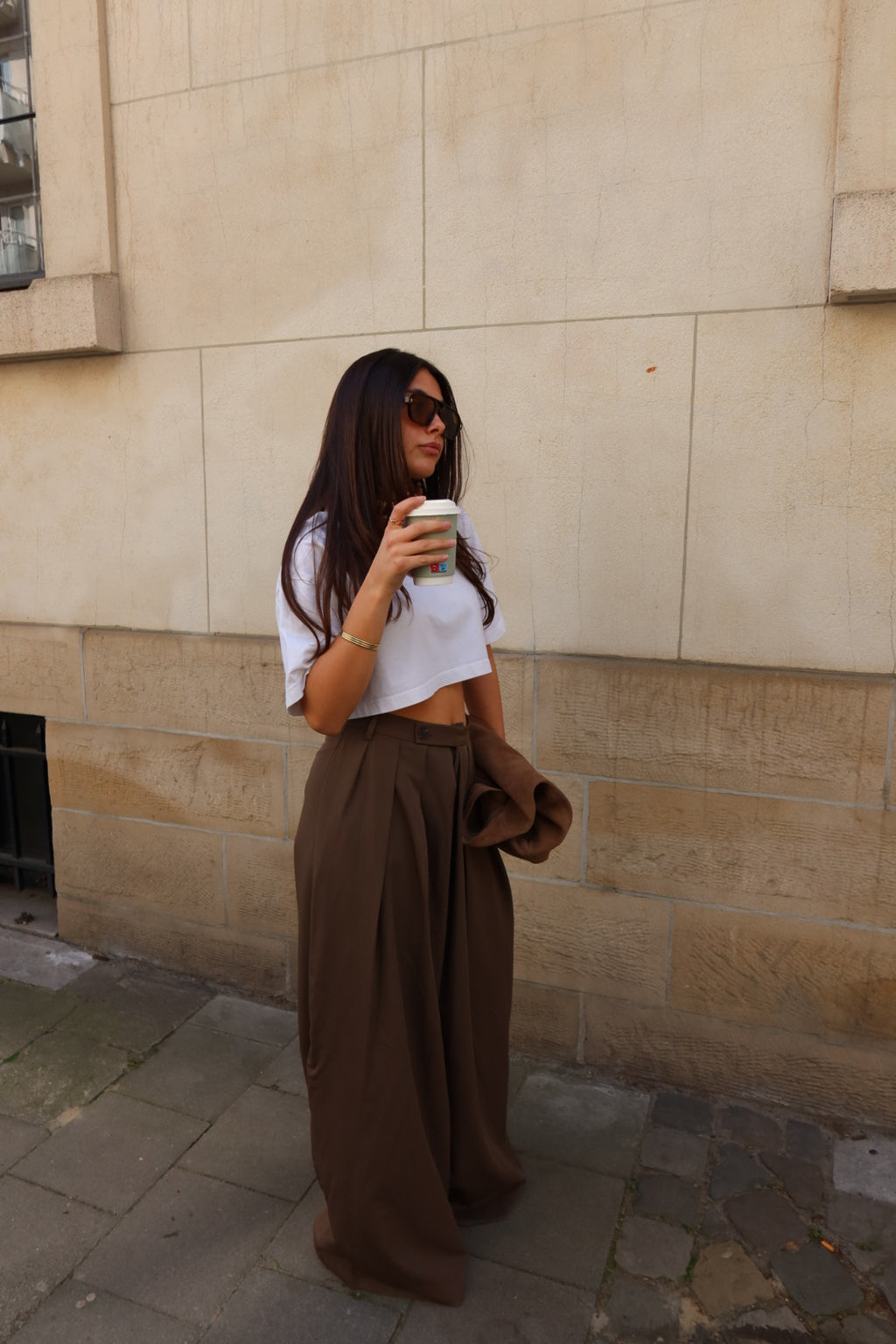 MUSE WIDE LEG TROUSERS - TAUPE