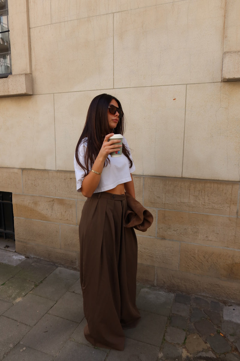MUSE WIDE LEG TROUSERS - TAUPE