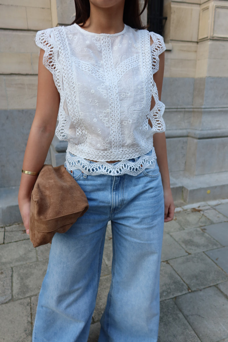 LUNA DETAIL BLOUSE TOP - WHITE