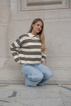MARLOW STRIPED POLO KNIT KHAKI