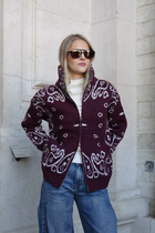 DARCY PAISLEY ZIP CARDIGAN BURGUNDY