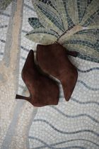 SERAPHINE SUEDE LOOK ANKLE BOOTS DARK BROWN