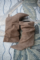 SOLENNE SLOUCH BOOTS KHAKI-BEIGE