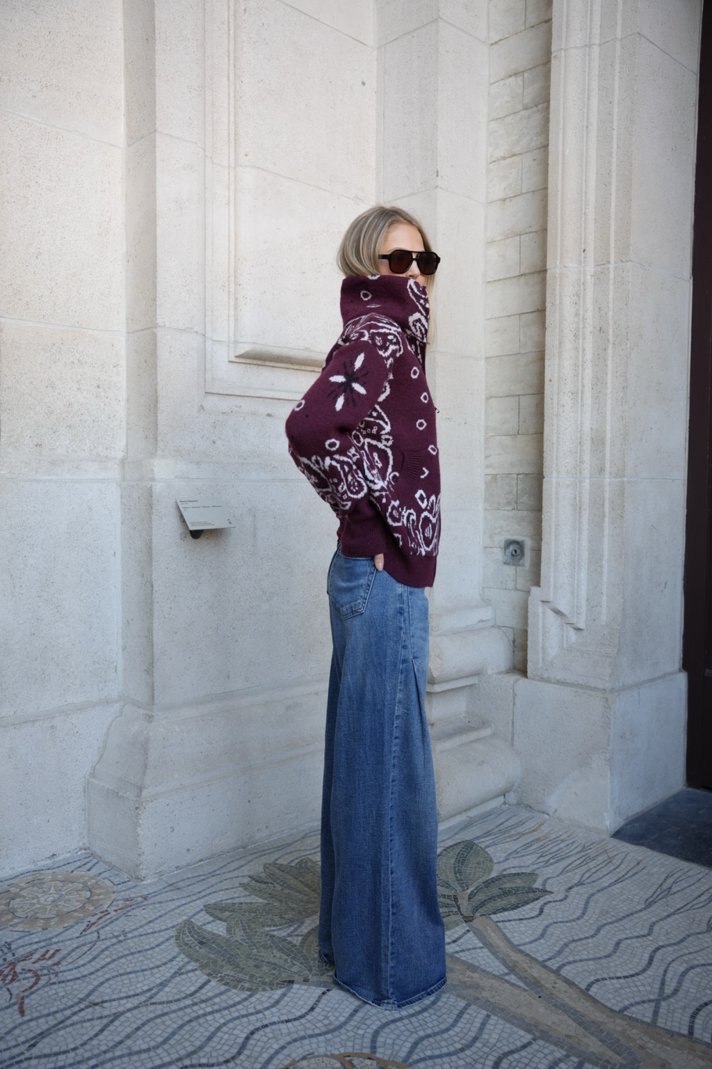 DARCY PAISLEY ZIP CARDIGAN BURGUNDY