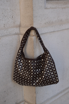 LUNARA STUD TOTE BAG DARK BROWN