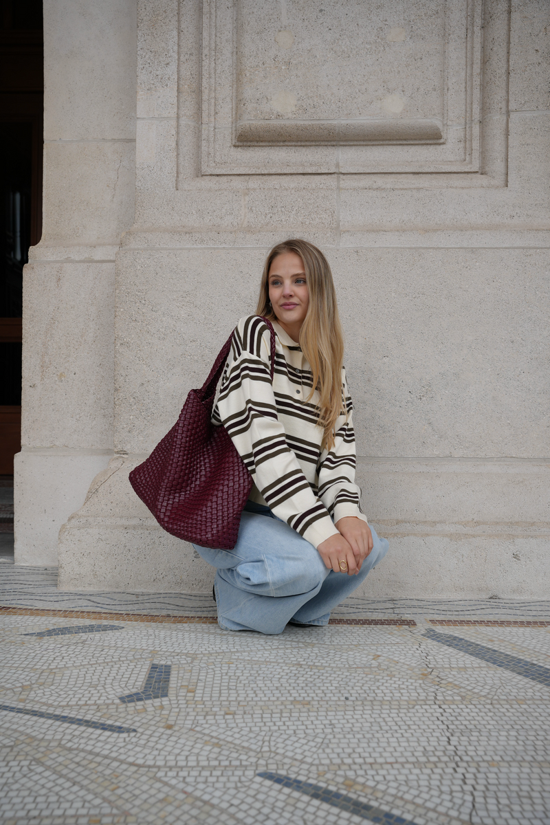 MARLOW STRIPED POLO KNIT KHAKI