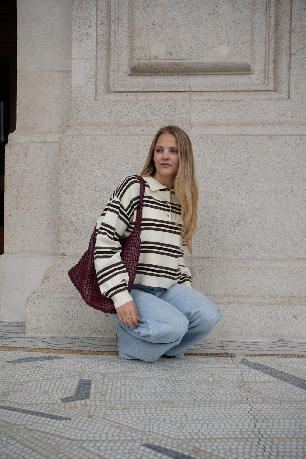MARLOW STRIPED POLO KNIT KHAKI