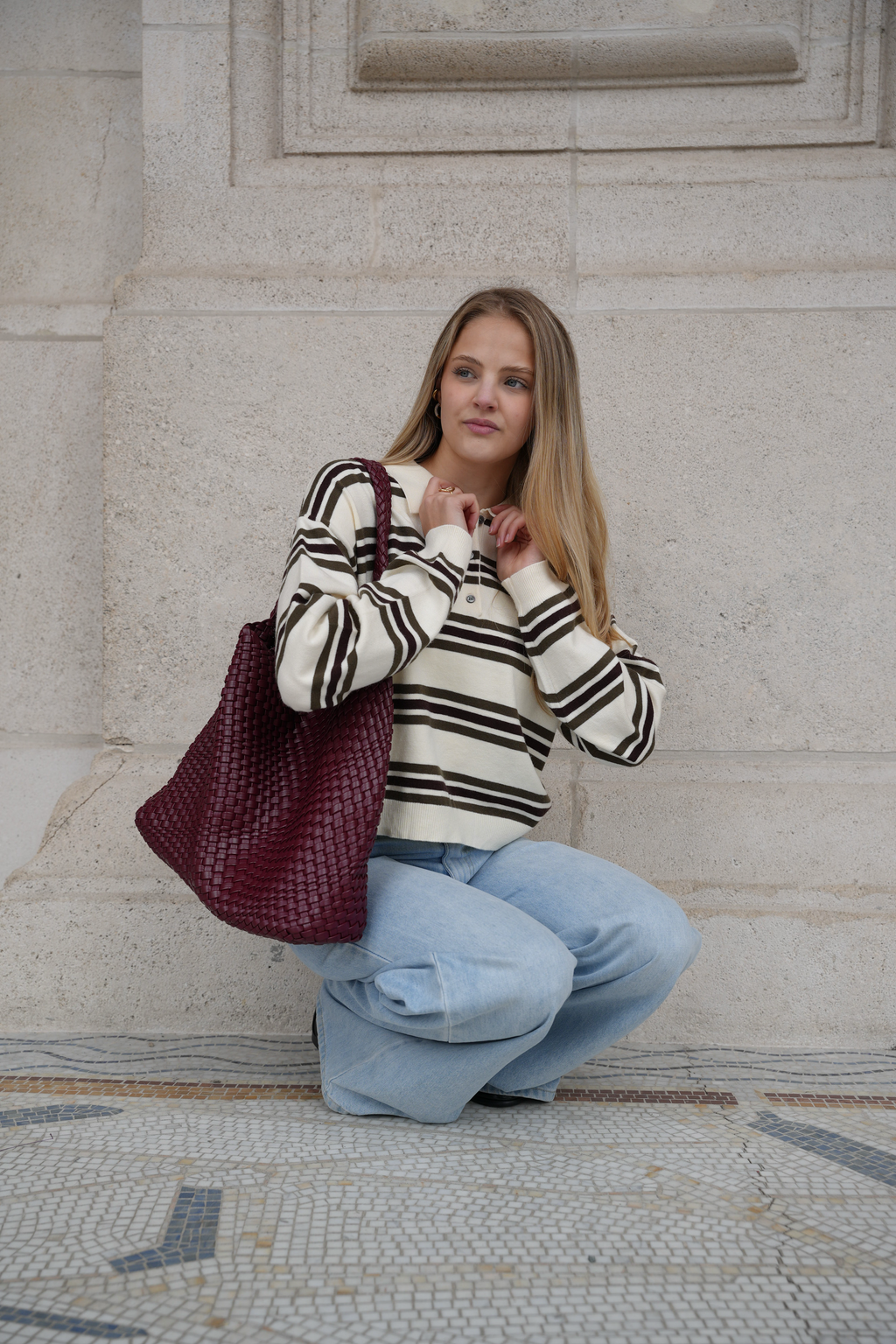 MARLOW STRIPED POLO KNIT KHAKI
