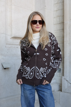 DARCY PAISLEY ZIP CARDIGAN BROWN