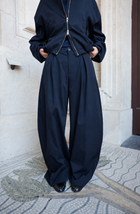 SOLENNE PLEATED TROUSERS NAVY