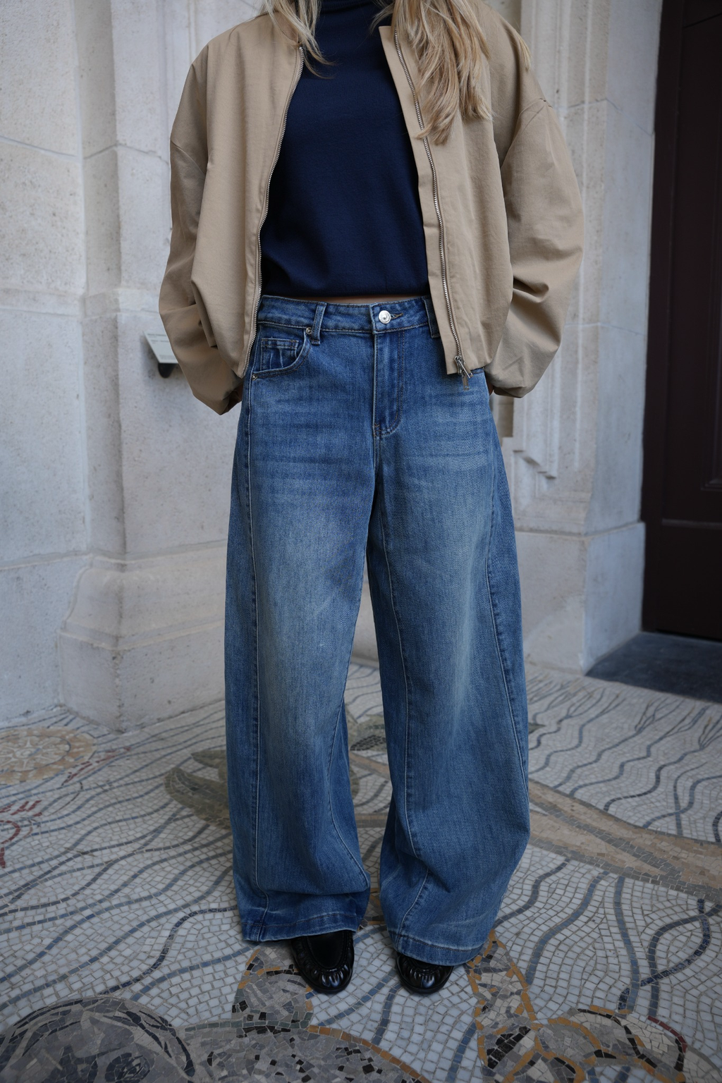 CAMILLE WIDE LEG JEANS BLUE WITH STRETCH