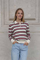 ODETTE STRIPED POLO KNIT NAVY