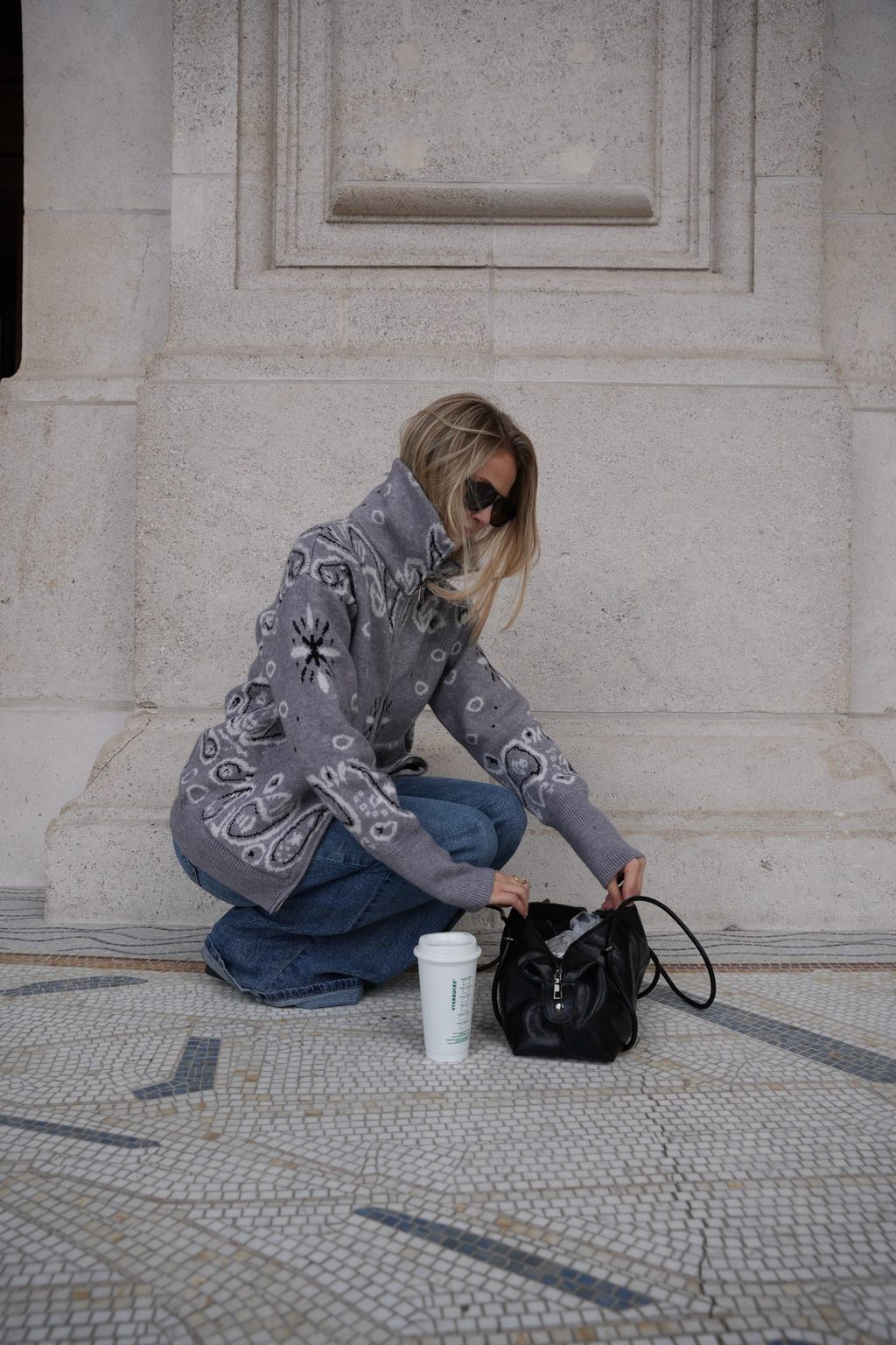 DARCY PAISLEY ZIP CARDIGAN GREY