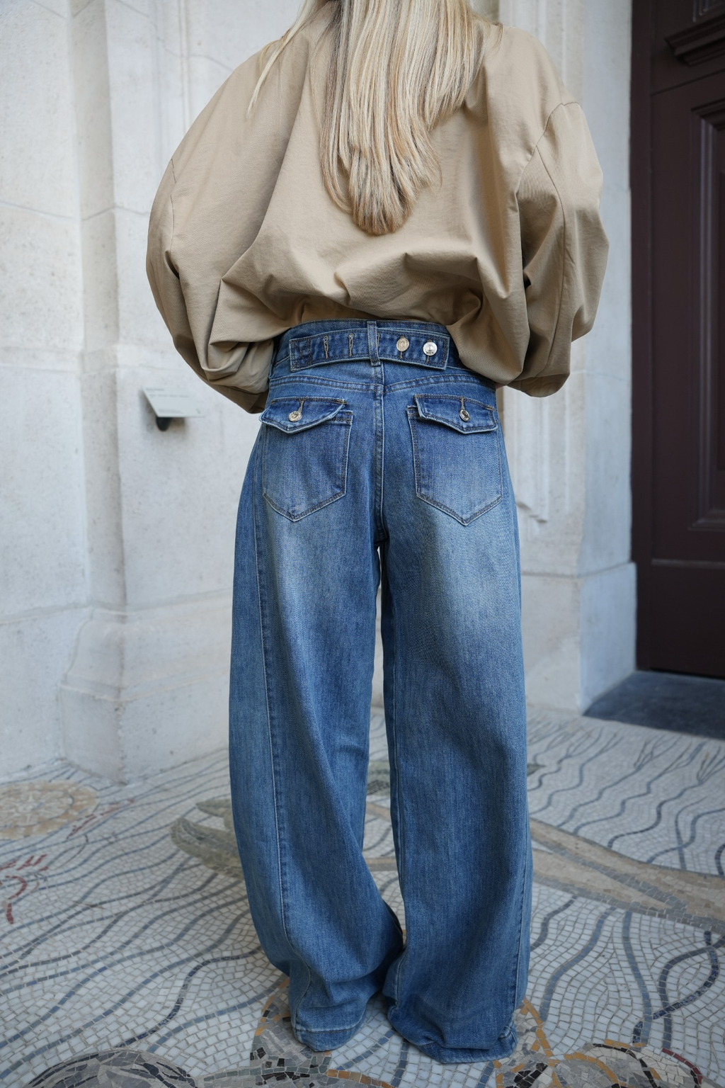 CAMILLE WIDE LEG JEANS BLUE WITH STRETCH