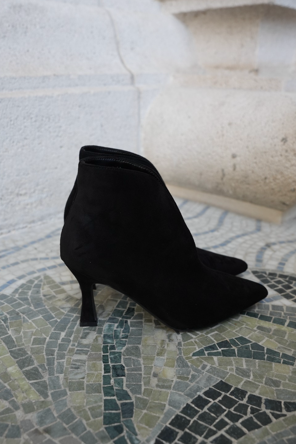 SERAPHINE SUEDE LOOK ANKLE BOOTS BLACK
