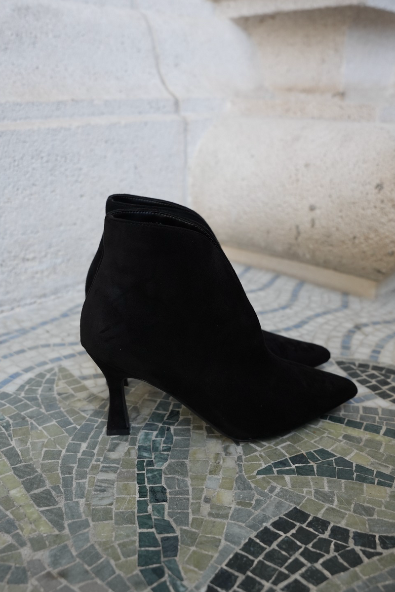 SERAPHINE SUEDE LOOK ANKLE BOOTS BLACK