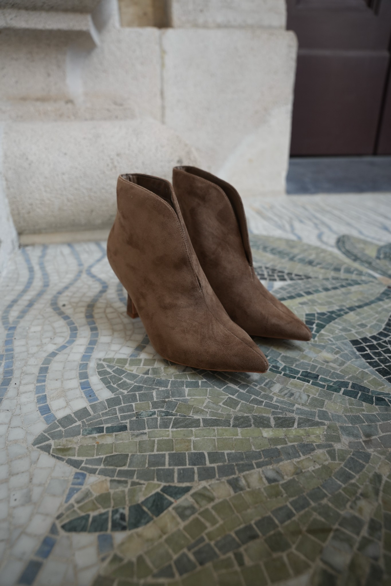 SERAPHINE SUEDE LOOK ANKLE BOOTS TAUPE