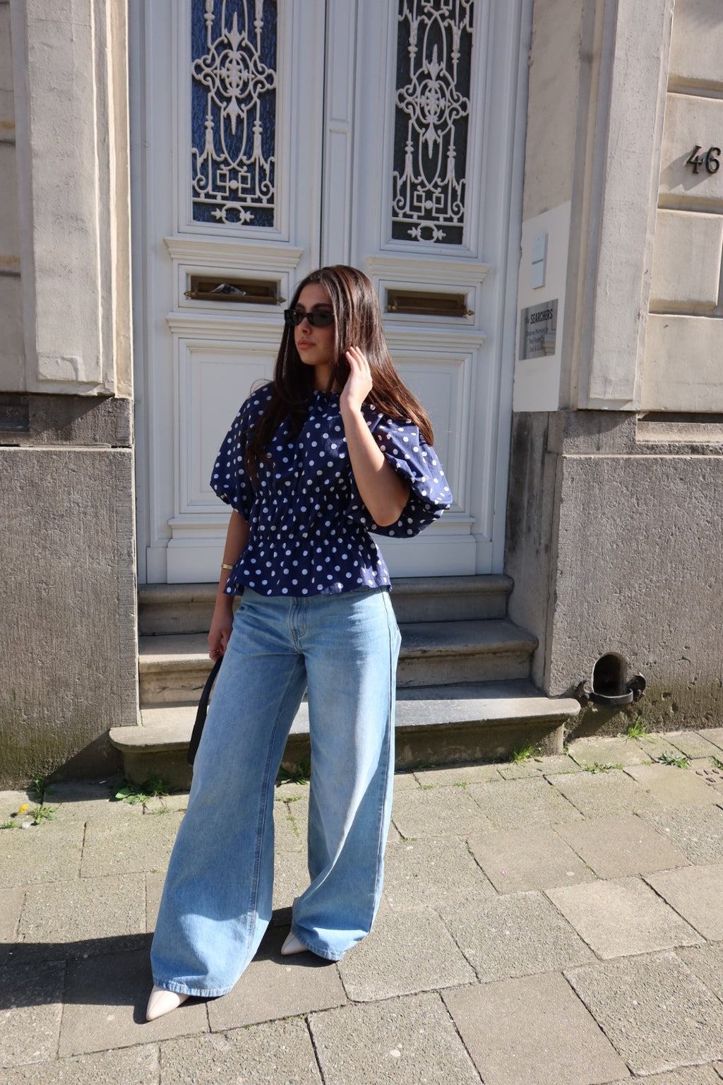 ELENORA WIDE LEG JEANS WITH STRETCH - BLUE