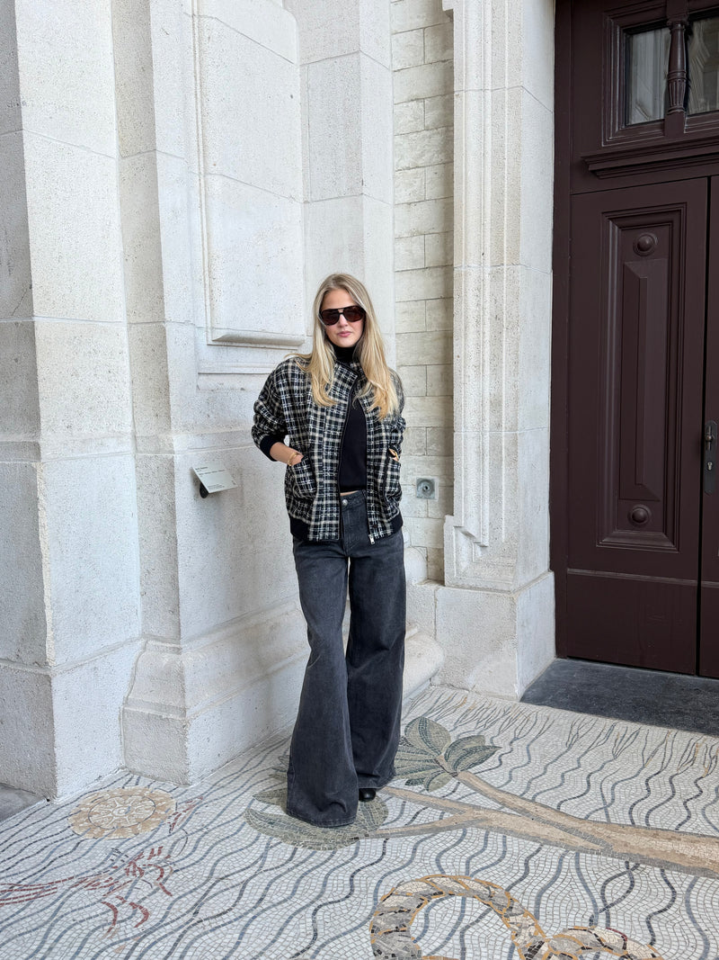NORELLE CHECK JACKET BLACK