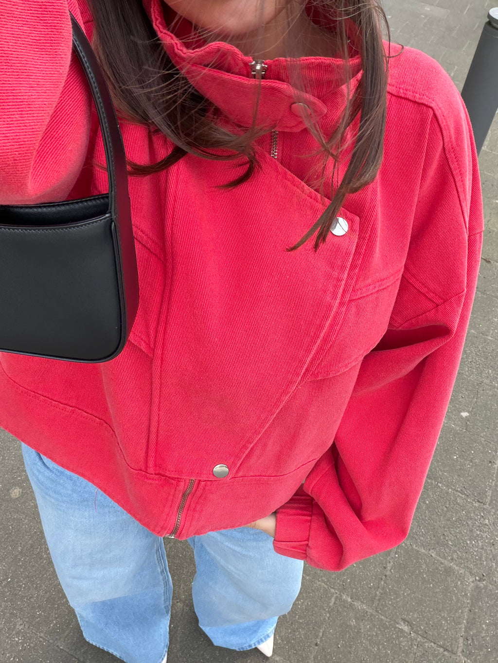 SALISH WASHED HIGH NECK JACKET – RED